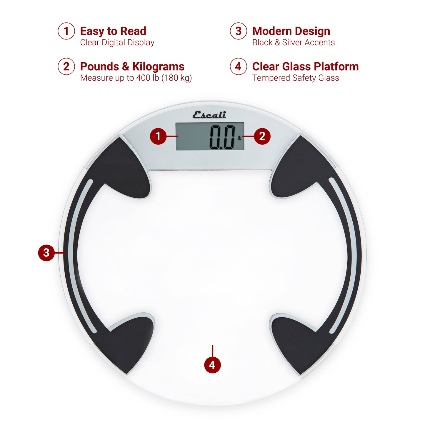 Clear Glass Bathroom Scale - Round