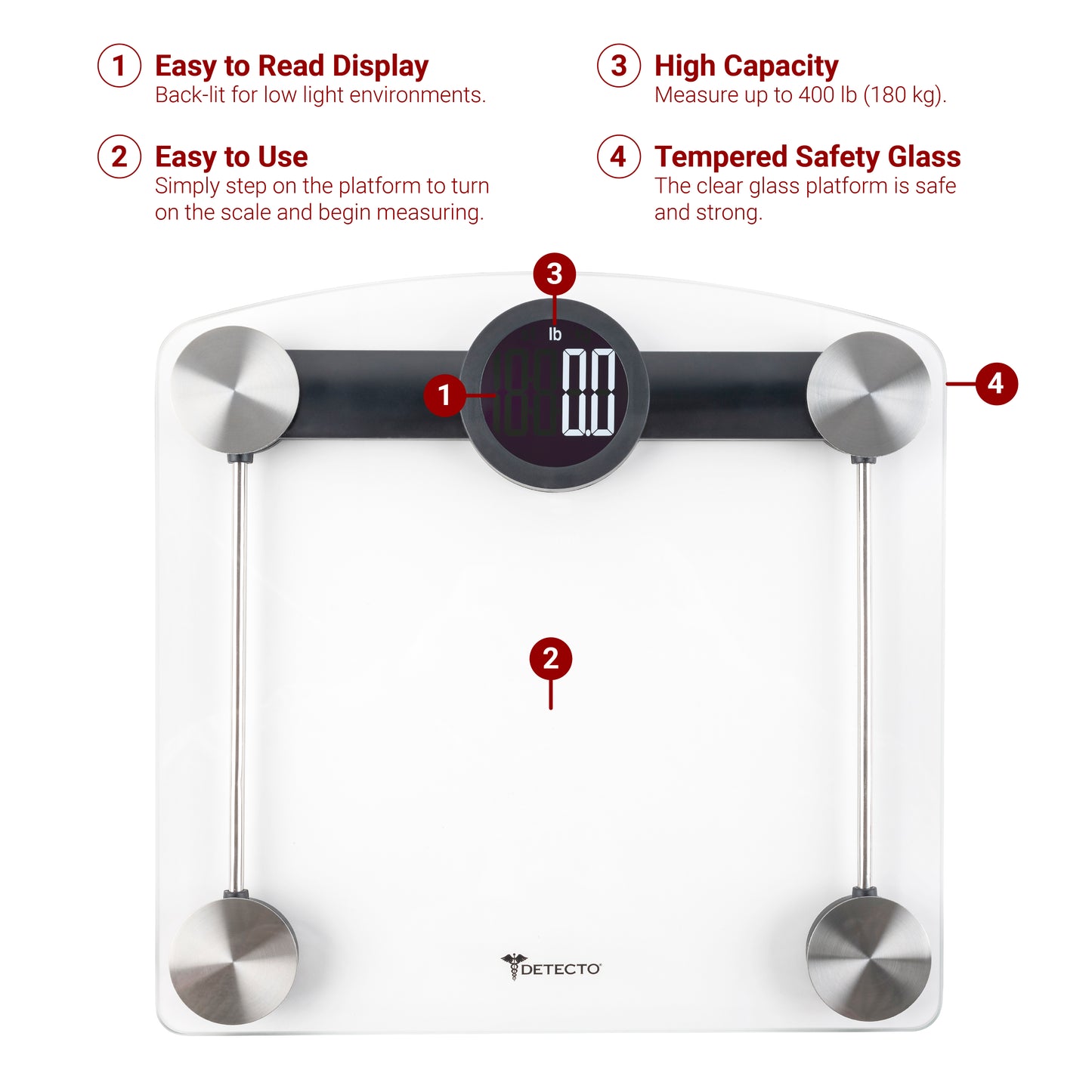 Detecto Glass LCD Digital Scale