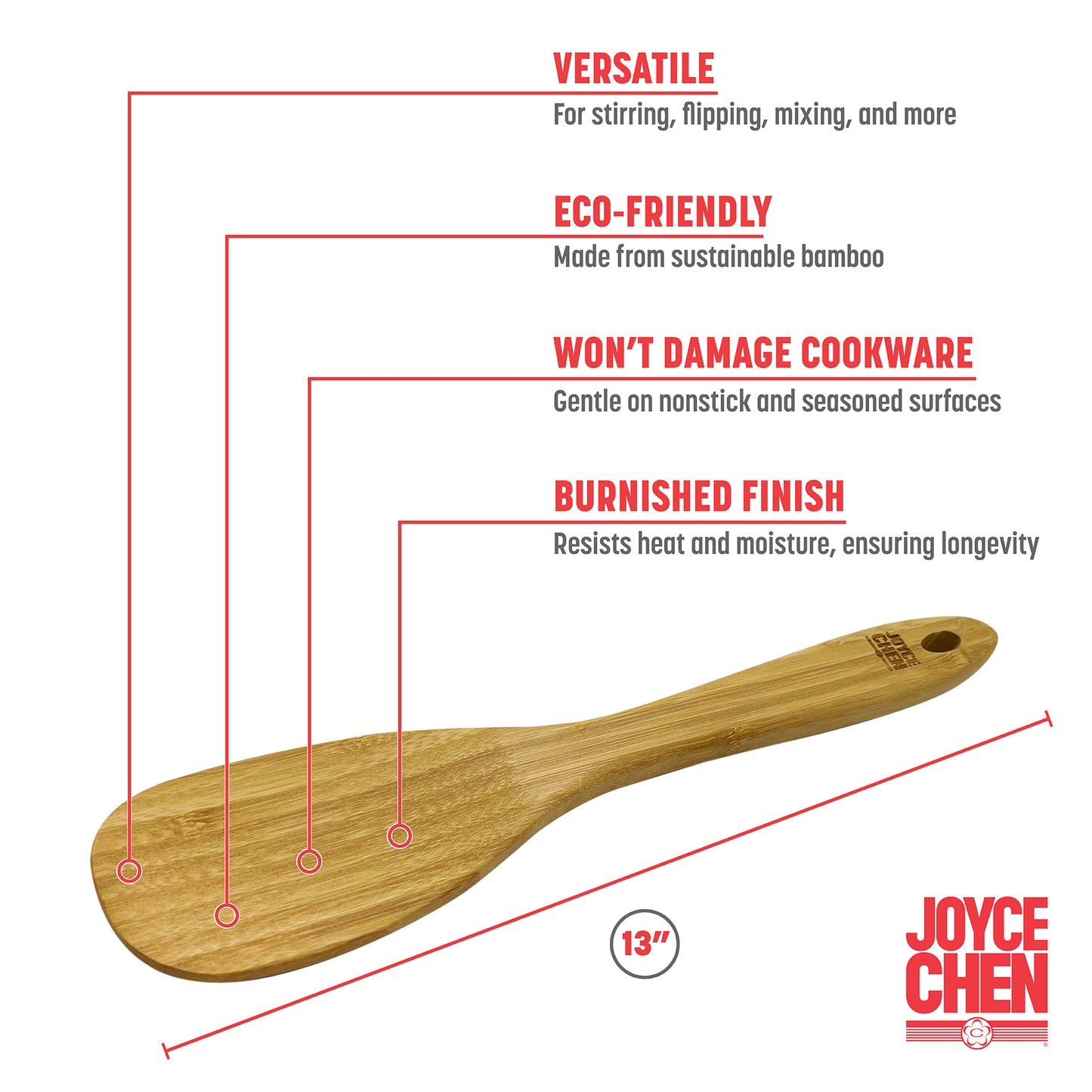 All-Purpose Burnished Bamboo Spatula, 13-Inch