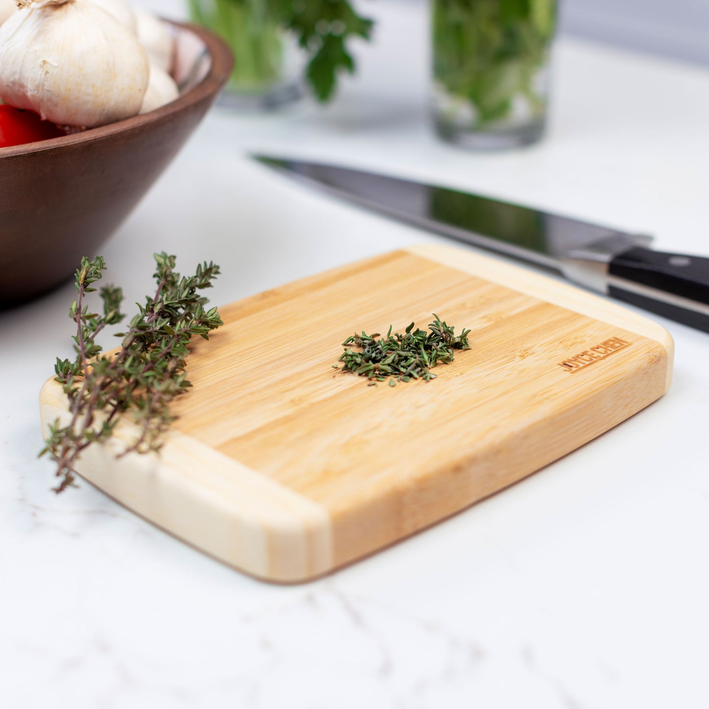 Small Burnished Bamboo Cutting Board, 6x9 Inches