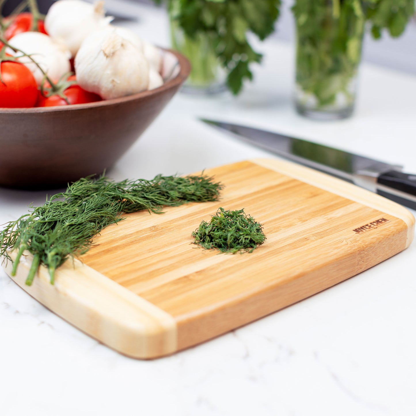 Medium Burnished Bamboo Cutting Board, 8x12 Inches