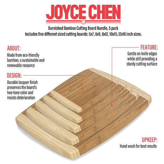 Burnished Bamboo Cutting Board Bundle, 5 pack