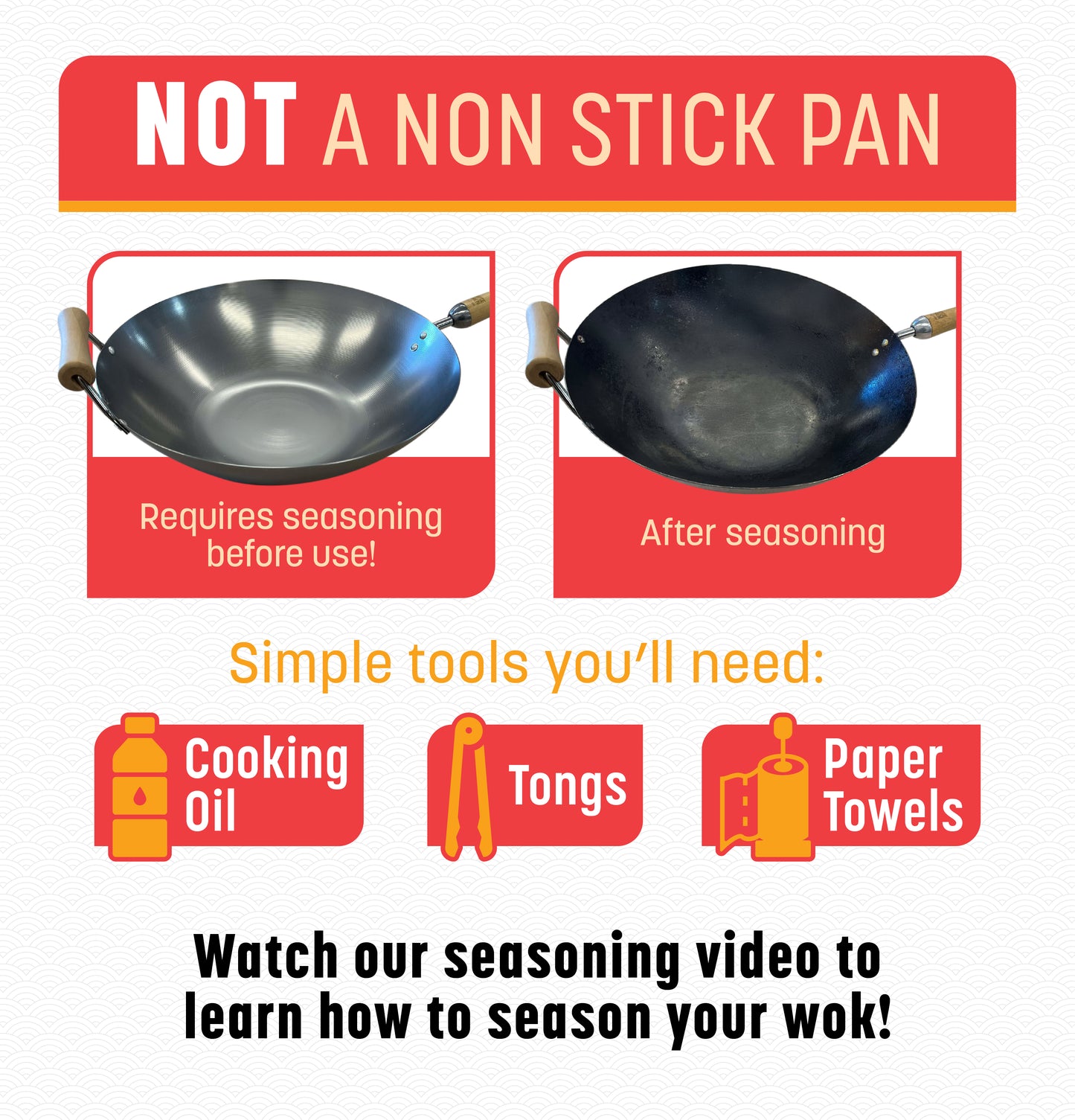 Classic Series 14-Inch Round Bottom Carbon Steel Wok with Birch Handles