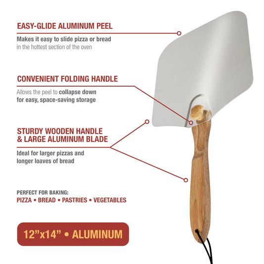 Pizza Peel with Folding Handle, 12x14-Inch