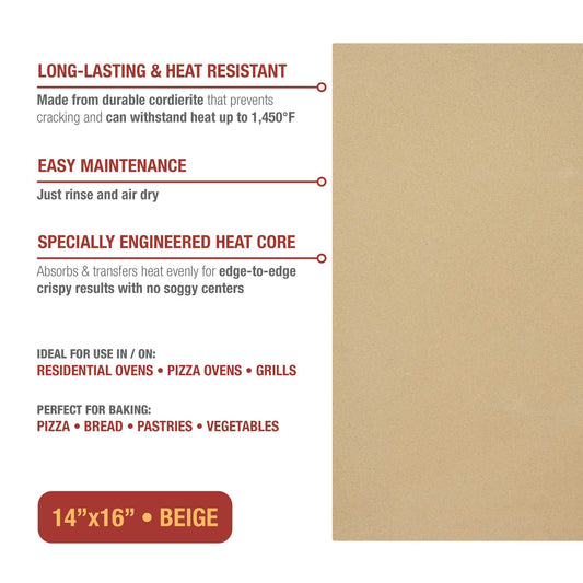 Rectangle Pizza Stone, 14x16-Inch