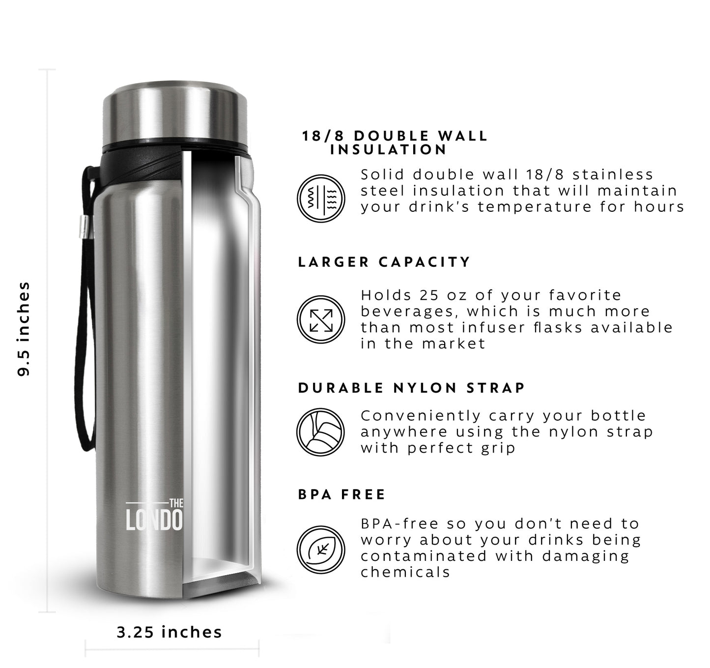 Tea Infuser Bottle 2-Pack, 25 Ounce