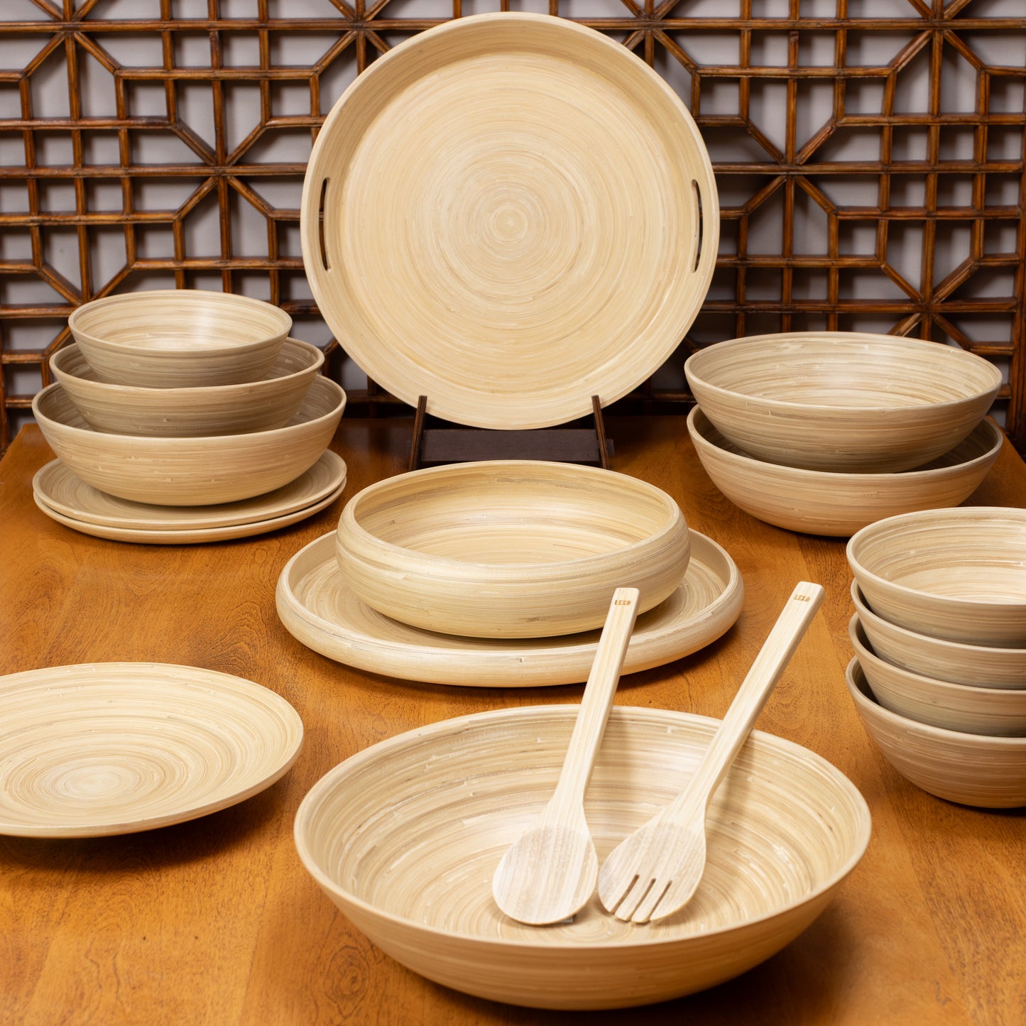 Lexa Bamboo Salad Bowl Set, 8 Inch
