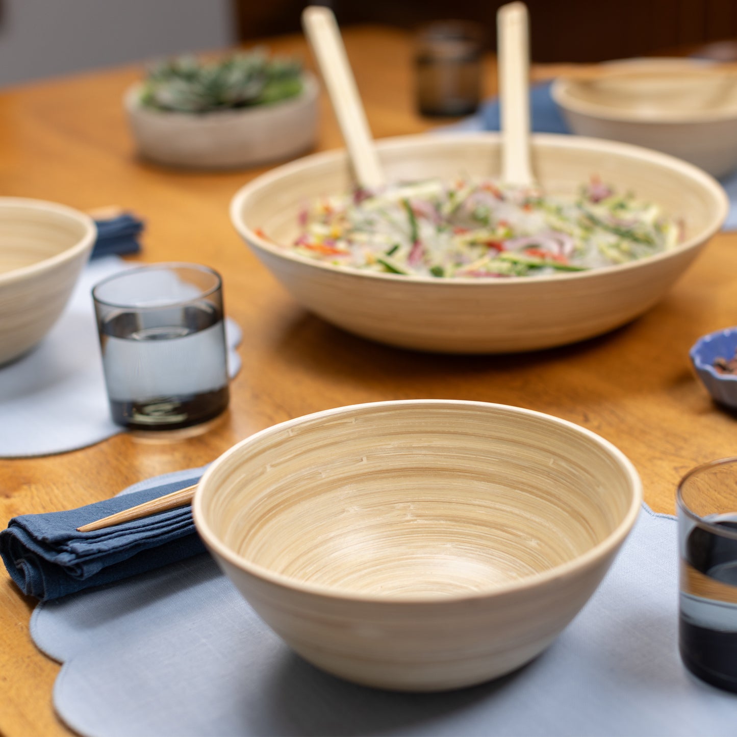 Lexa Bamboo Salad Bowl Set, 8 Inch