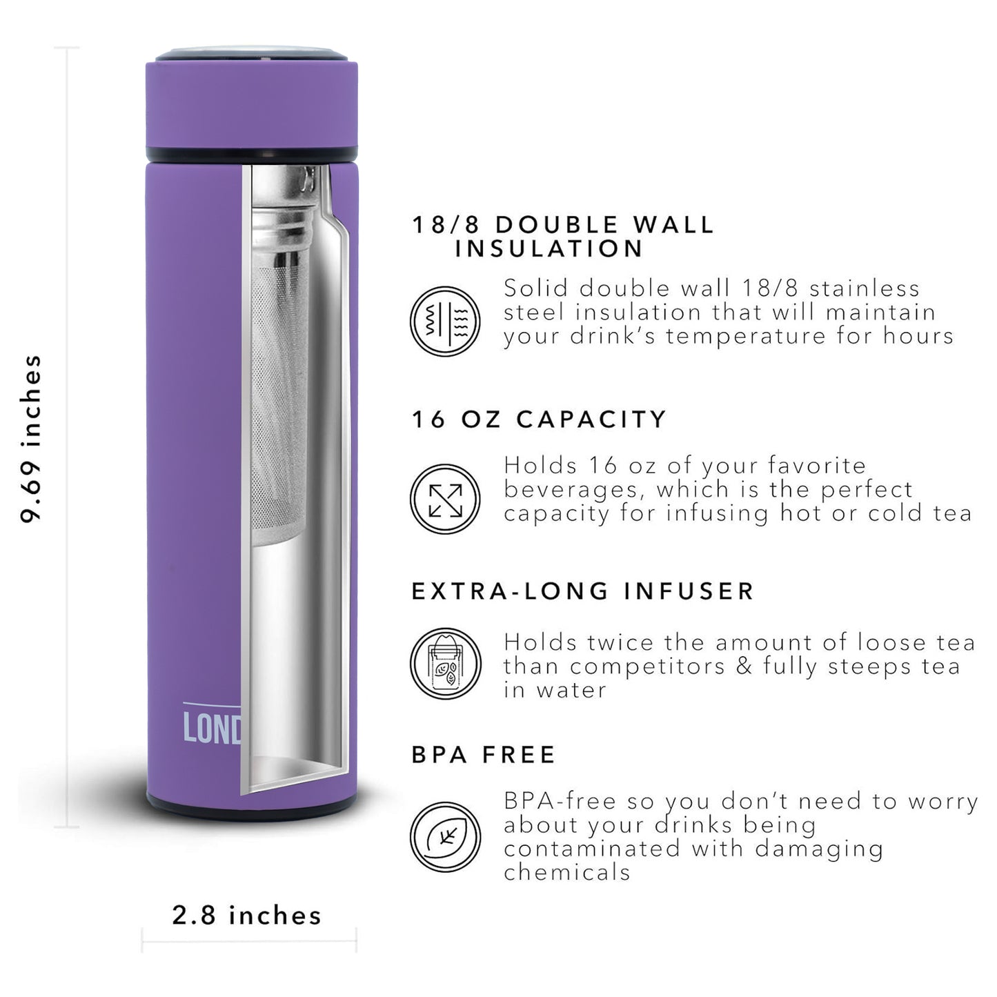 Tea Infuser Bottle - 16 Ounce