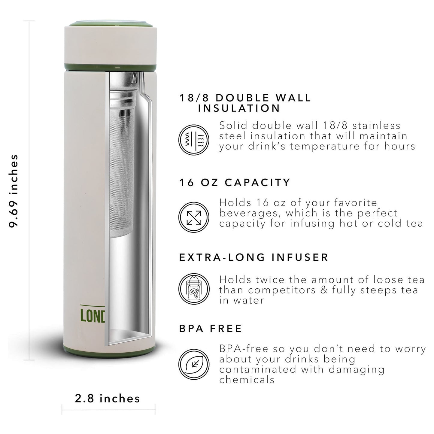 Tea Infuser Bottle - 16 Ounce