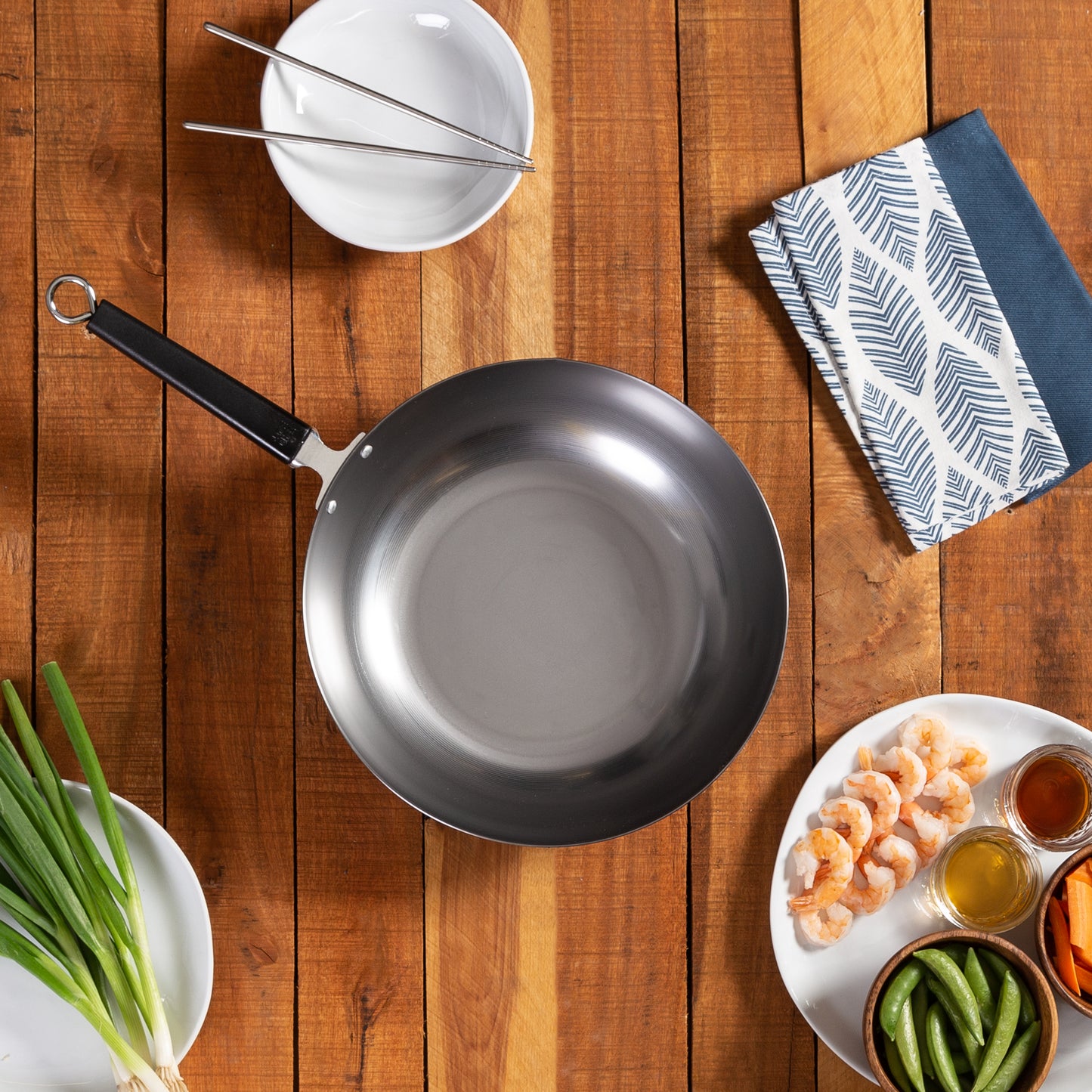 Professional Series 12-Inch Carbon Steel Stir Fry Pan with Phenolic Handle