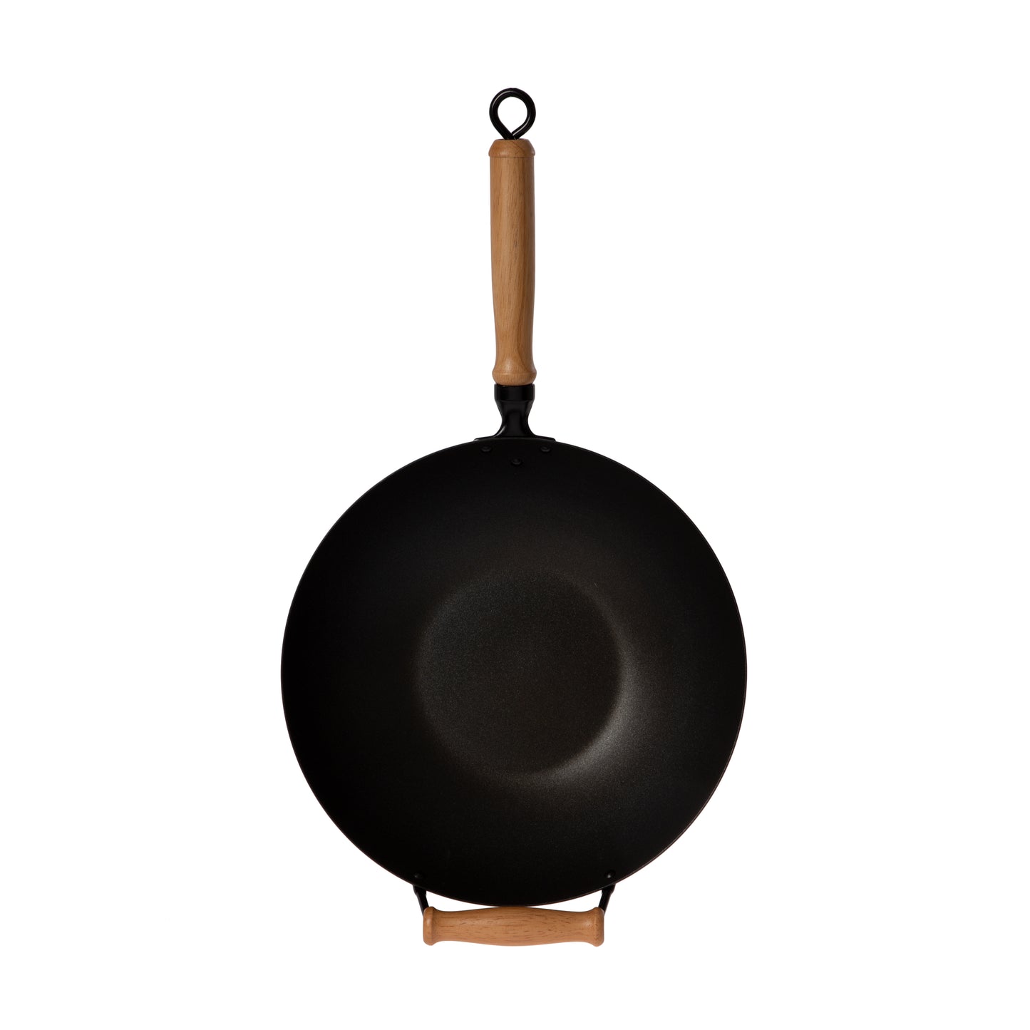 Professional Series 14-Inch Carbon Steel Ceramic Nonstick Flat Bottom Wok Set with Lid and Maple Handles, 10 Pieces