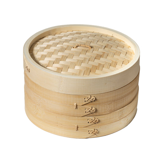 2-Tier Bamboo Steamer Baskets, 10-Inch