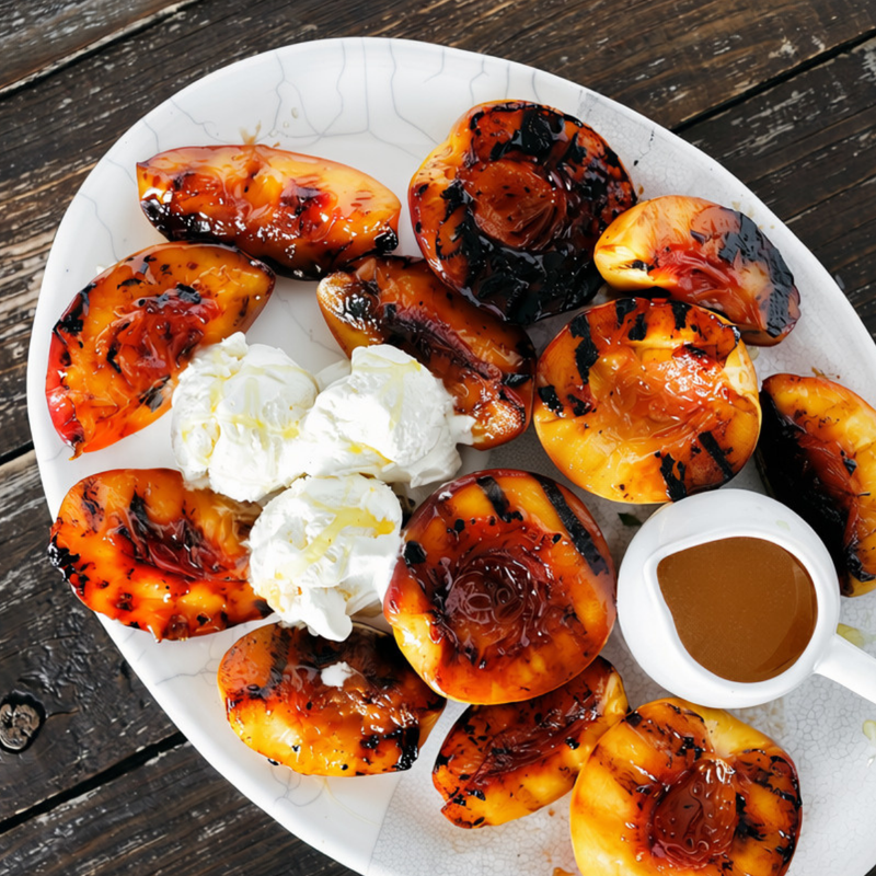 Grilled Peach and Burrata Flatbread