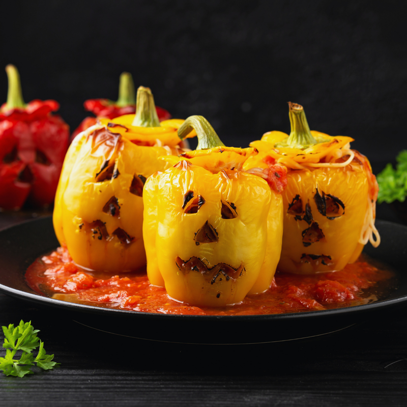 Jack-o'-Lantern Stuffed Peppers