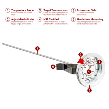 Candy & Deep Fry Thermometer, Stainless Steel, 12-In.