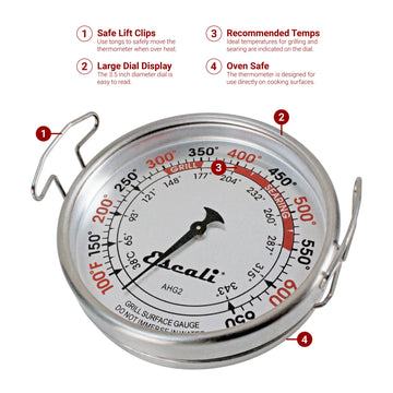 Escali Extra Large Grill Surface Thermometer 100 F 37.8 C to 650 F 343.3 C  Large Display Easy to Read Durable For Food Cooking Surface Searing -  Office Depot