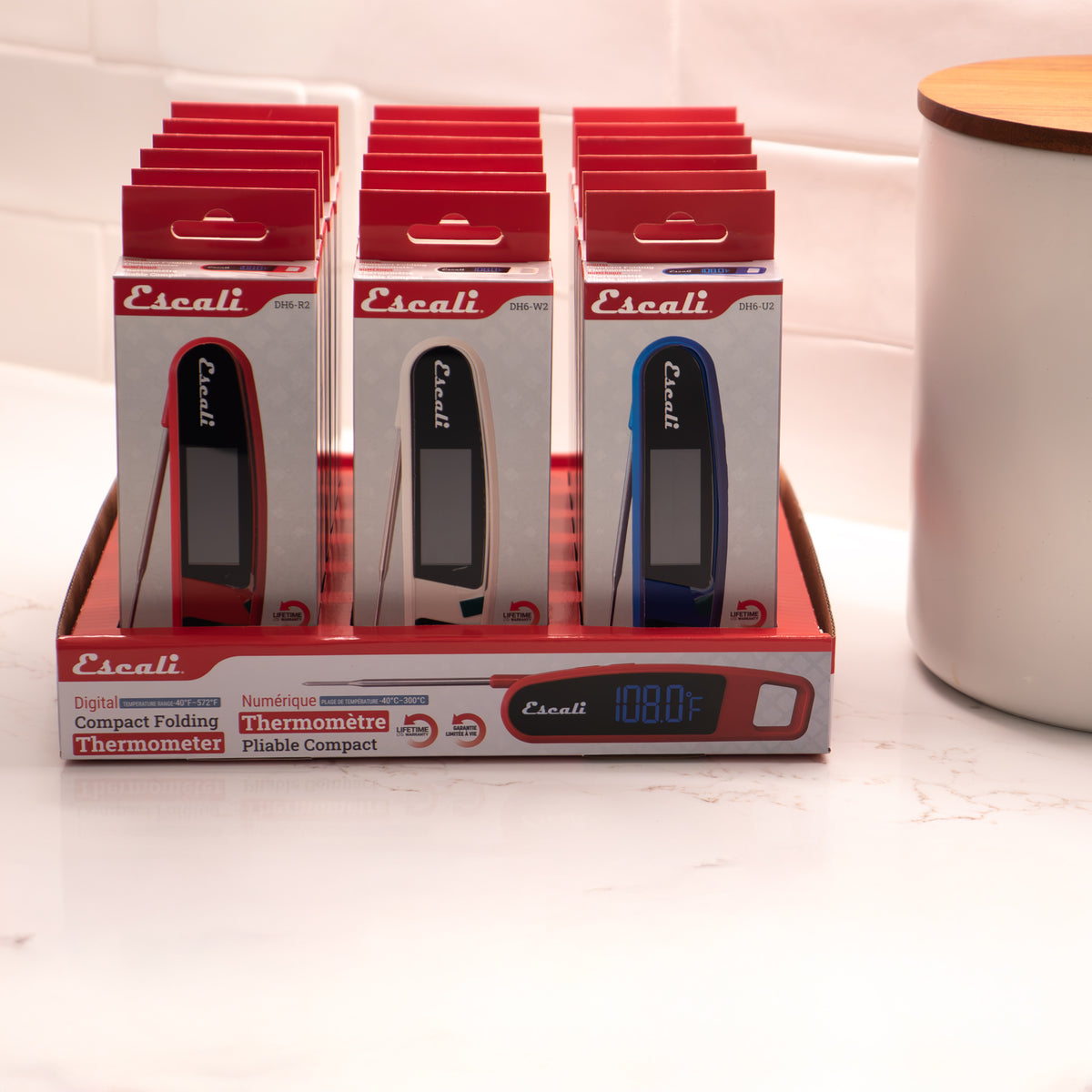 Escali Digital Compact Folding Thermometer, CDU 18 Pack