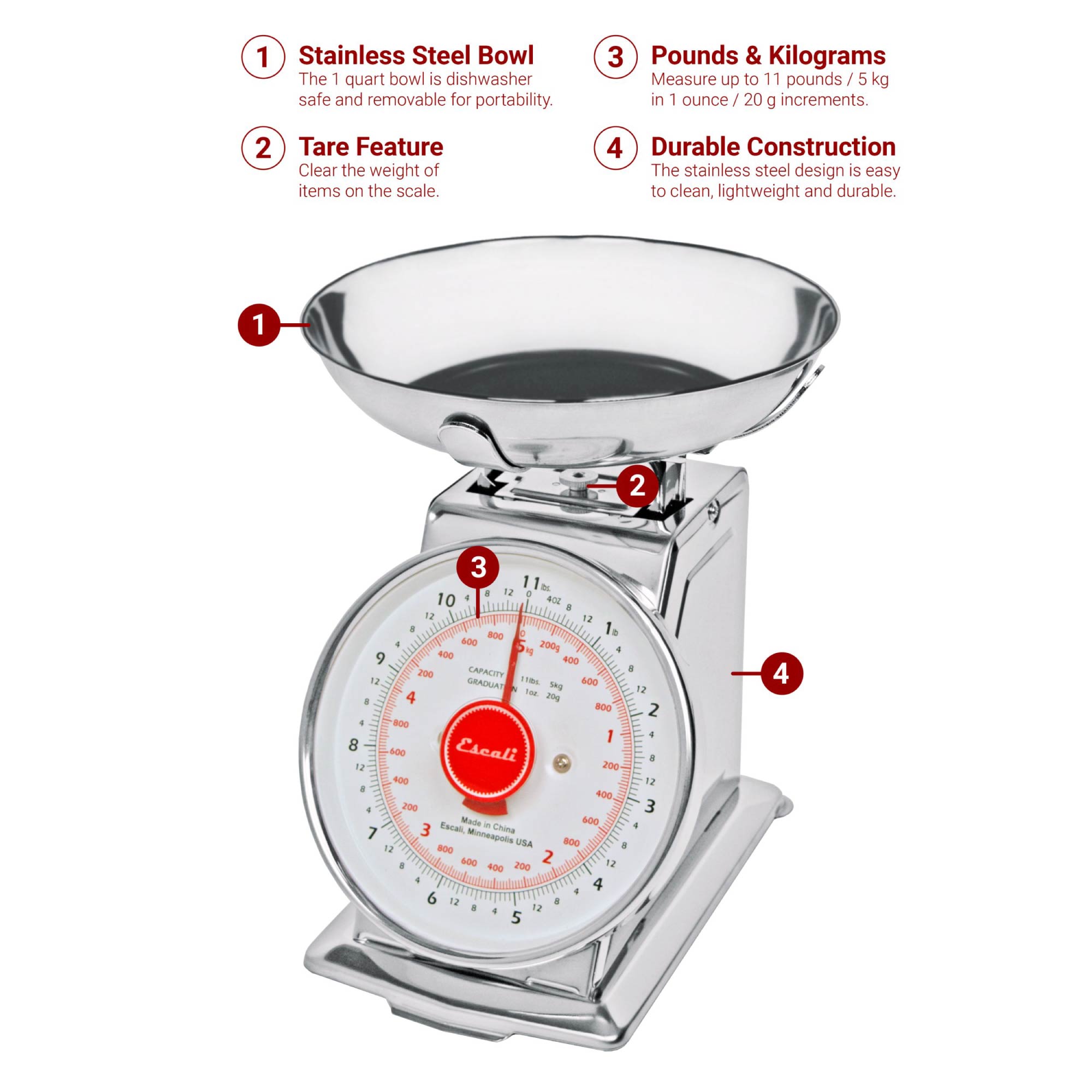 Escali DS115B Mercado Mechanical Dial Scale - Thumbnail 4