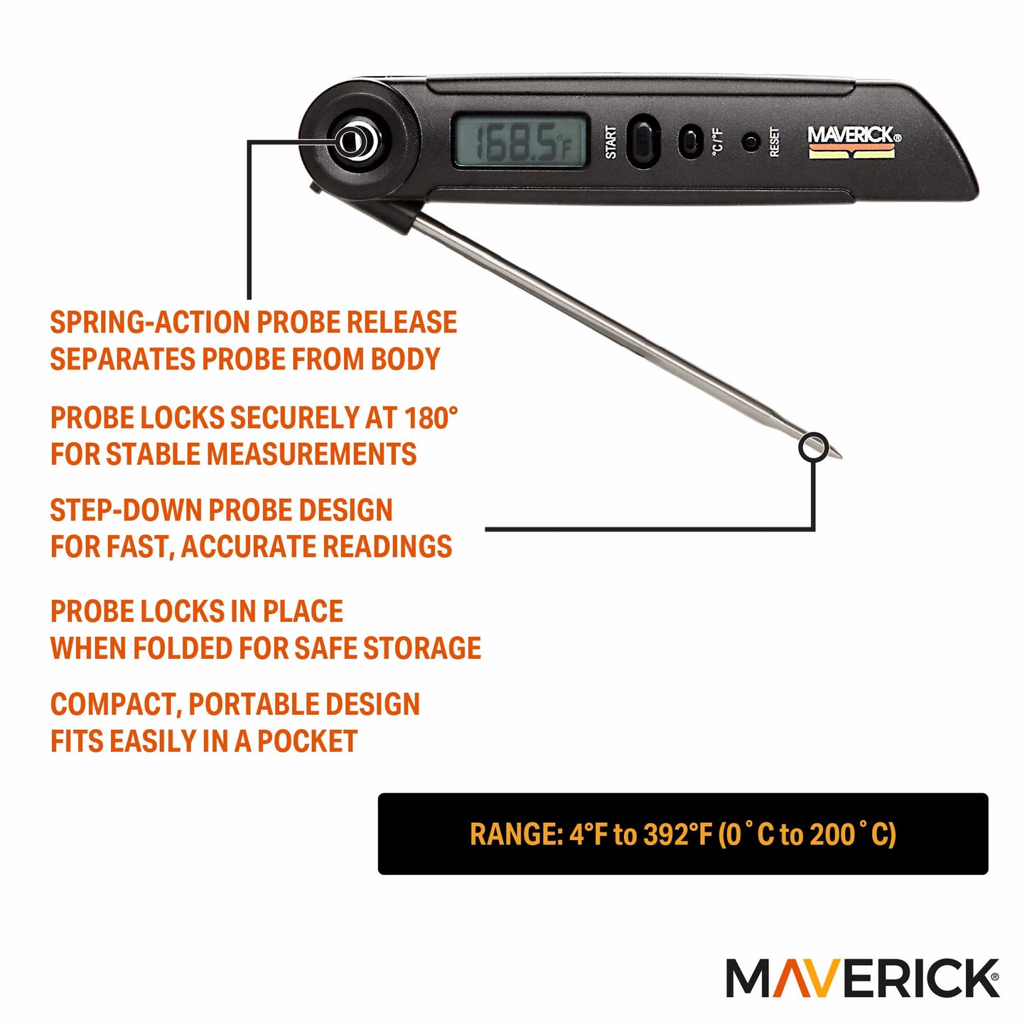Flip-Action Probe Folding Thermometer