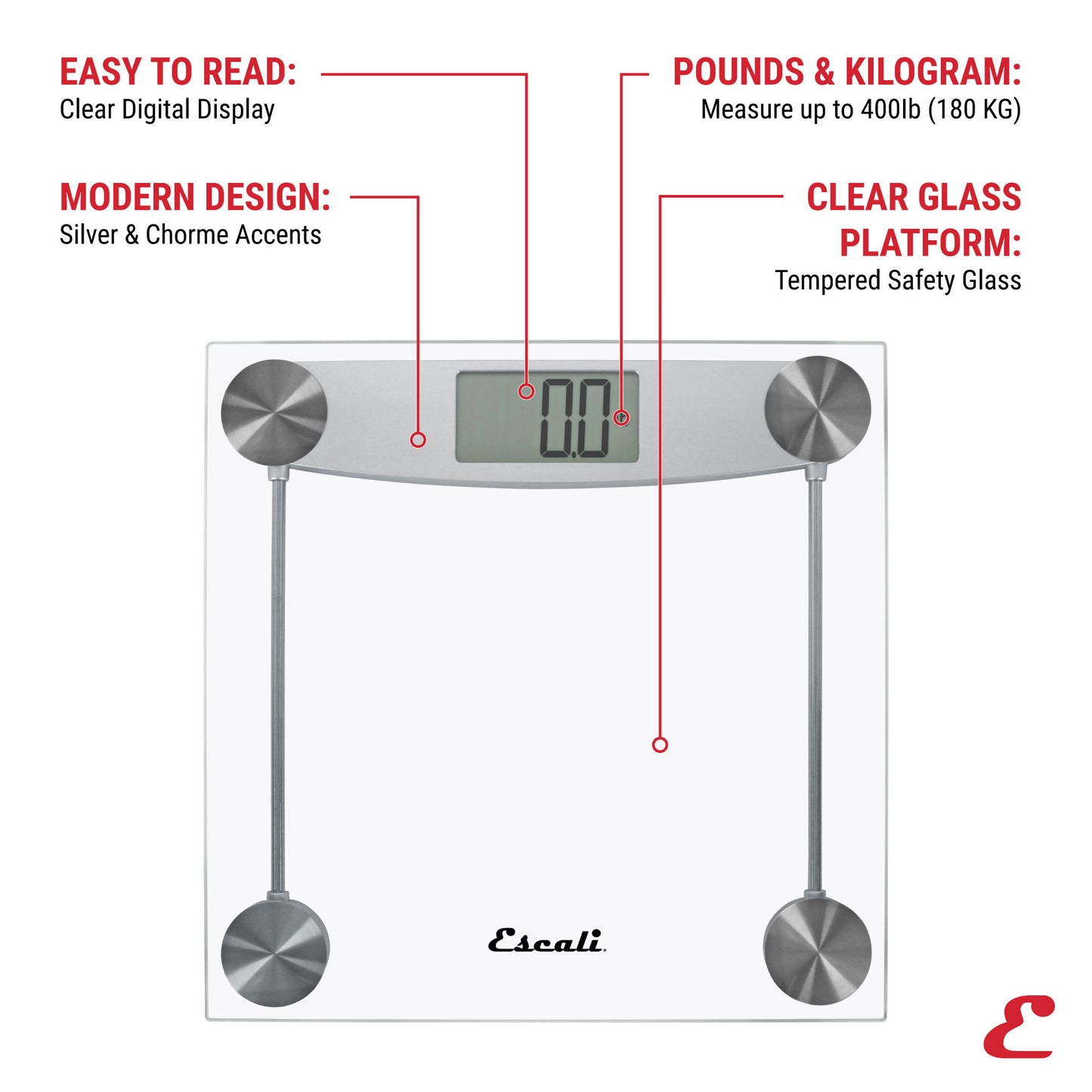 Clear Glass Bathroom Scale - Square