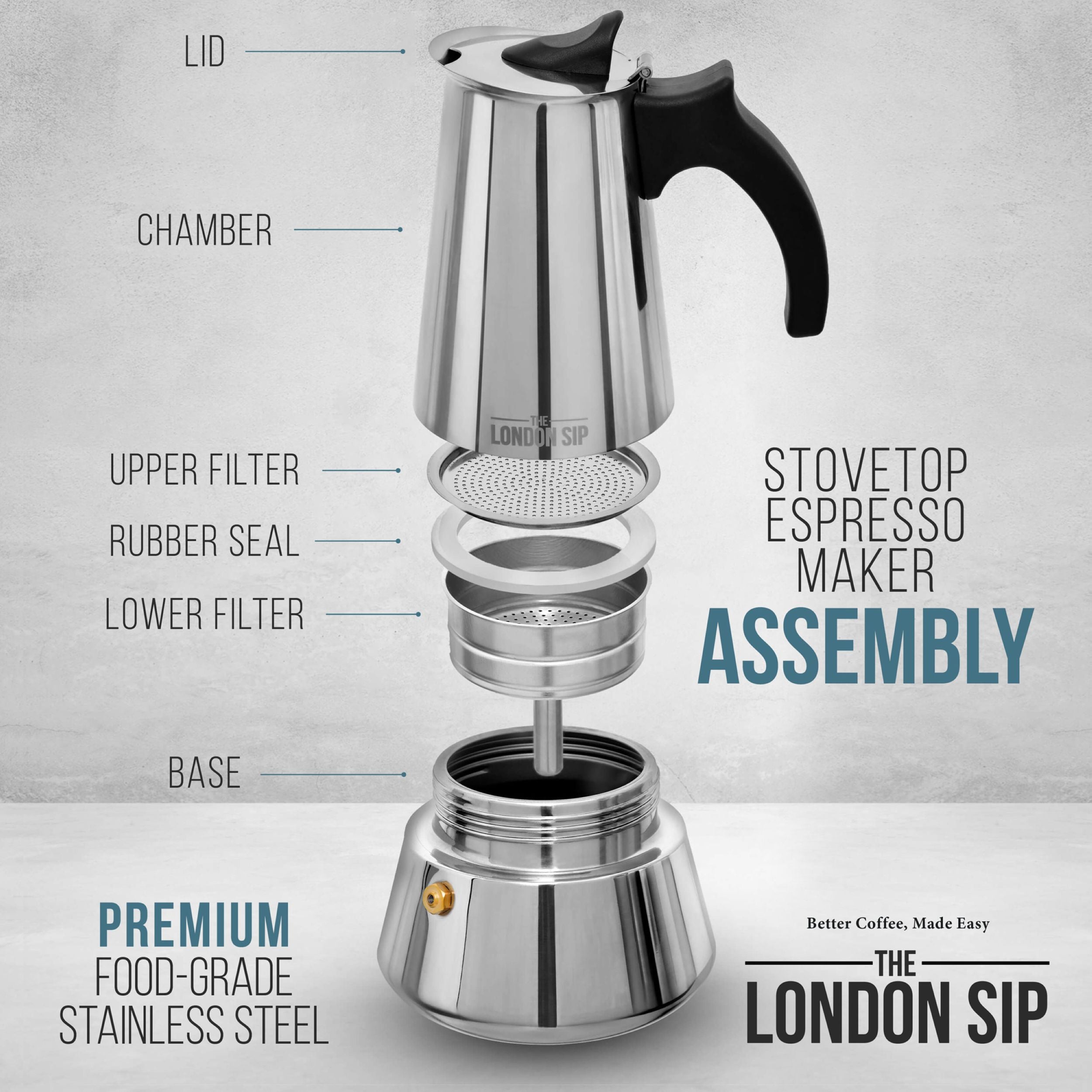 Espresso Maker & Coffee Spoon Bundle, 10 Cup, Silver (EM10S, CS230)