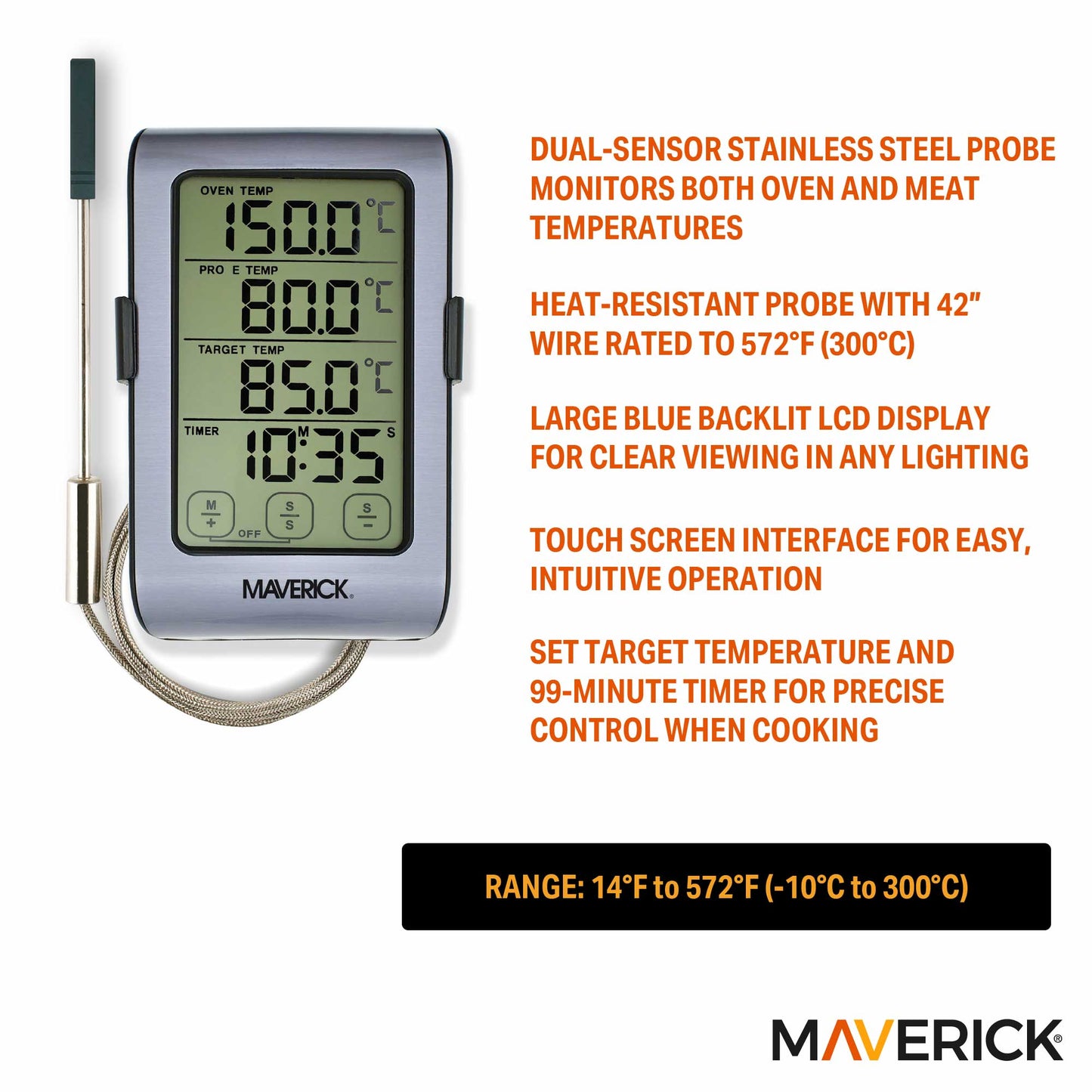 Dual Sensor Touch Screen Oven & Meat Thermometer