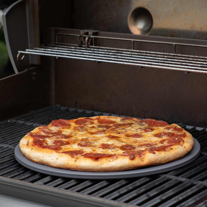 Glazed Round Pizza Stone, 14-Inch, Grey