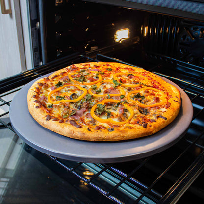Glazed Round Pizza Stone, 14-Inch, Grey