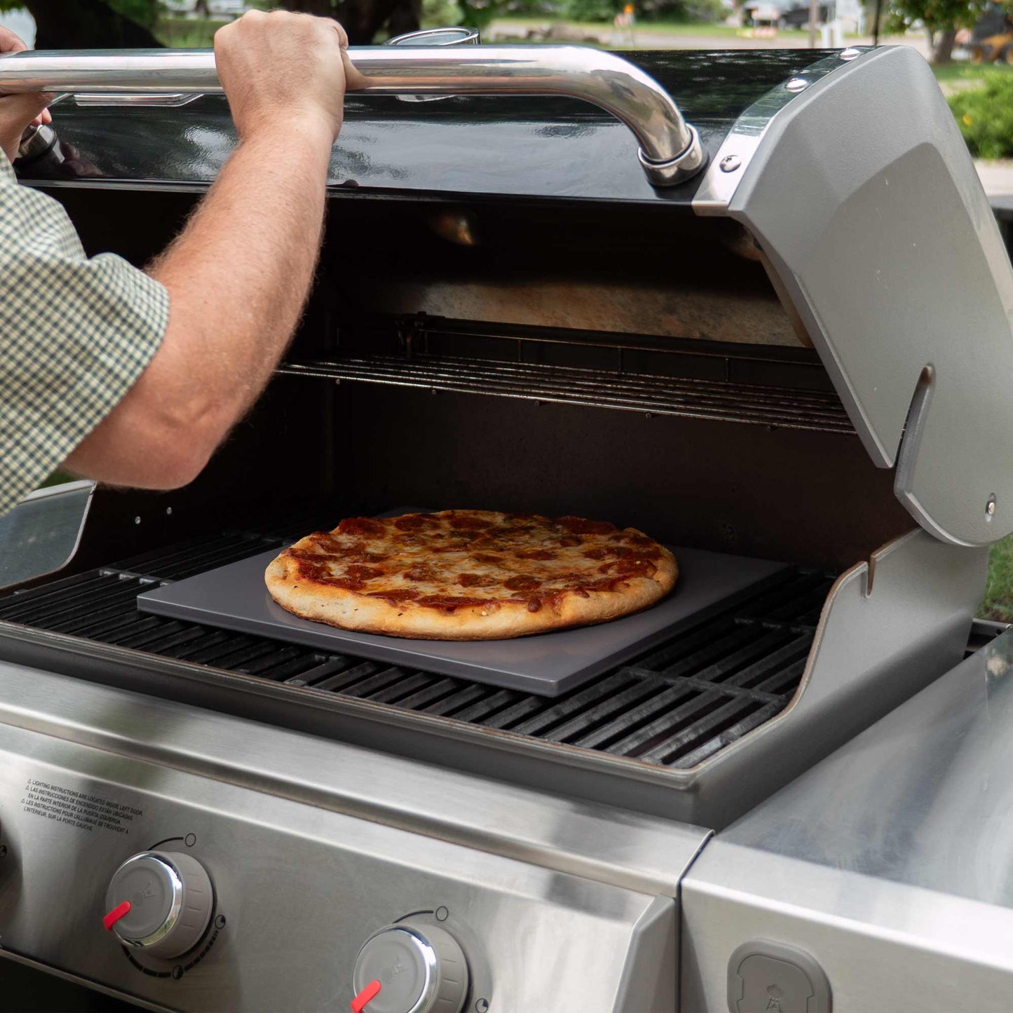 Glazed Rectangular Pizza Stone, 14x16-Inch, Grey