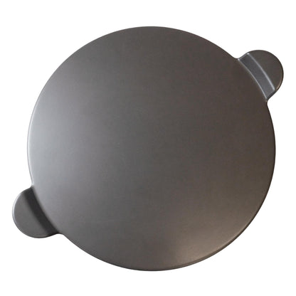 Glazed Round Pizza Stone with Handles, 15-Inch, Grey