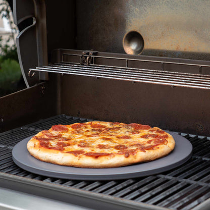 Glazed Round Pizza Stone, 16-Inch, Grey
