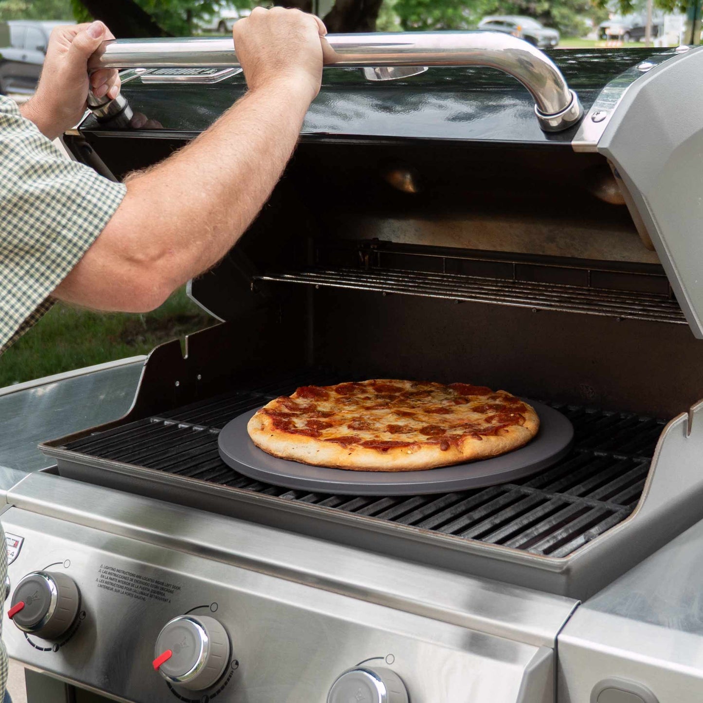 Glazed Round Pizza Stone, 16-Inch, Grey