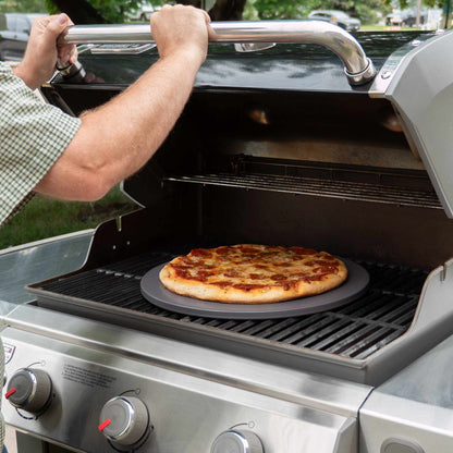 Glazed Round Pizza Stone, 16-Inch, Grey