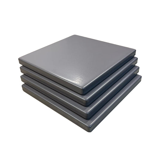 Glazed Cordierite Square Pizza Stone 4 Piece Set, 7.5x7.5-Inch, Grey