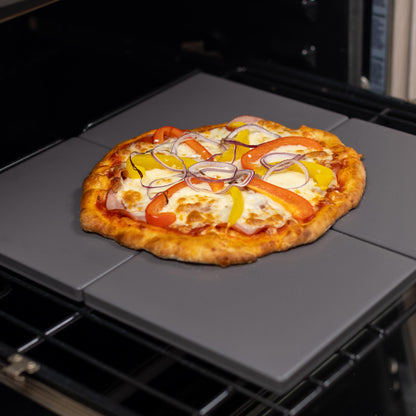 Glazed Cordierite Square Pizza Stone 4 Piece Set, 7.5x7.5-Inch, Grey
