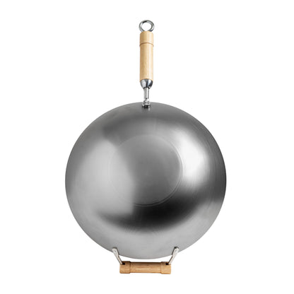Classic Series 14-Inch Round Bottom Carbon Steel Wok with Birch Handles