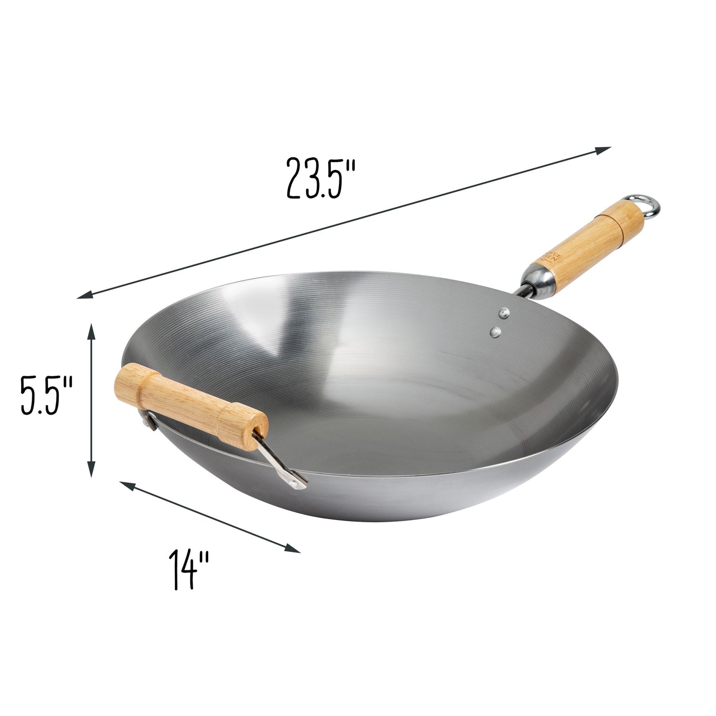 Classic Series 14-Inch Round Bottom Carbon Steel Wok with Birch Handle –  KitchenSupply