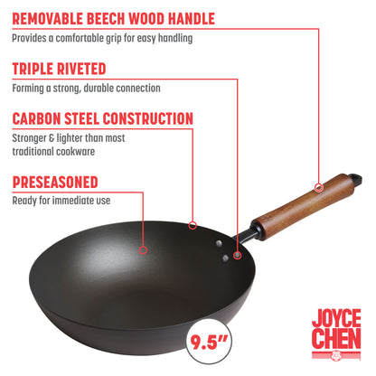 Classic Series 9.5-Inch Carbon Steel Preseasoned Stir Fry Pan