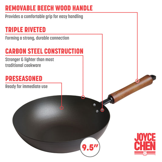 Classic Series 9.5-Inch Carbon Steel Preseasoned Stir Fry Pan
