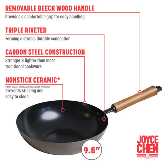 Classic Series 9.5-Inch Carbon Steel Ceramic Nonstick Stir Fry Pan