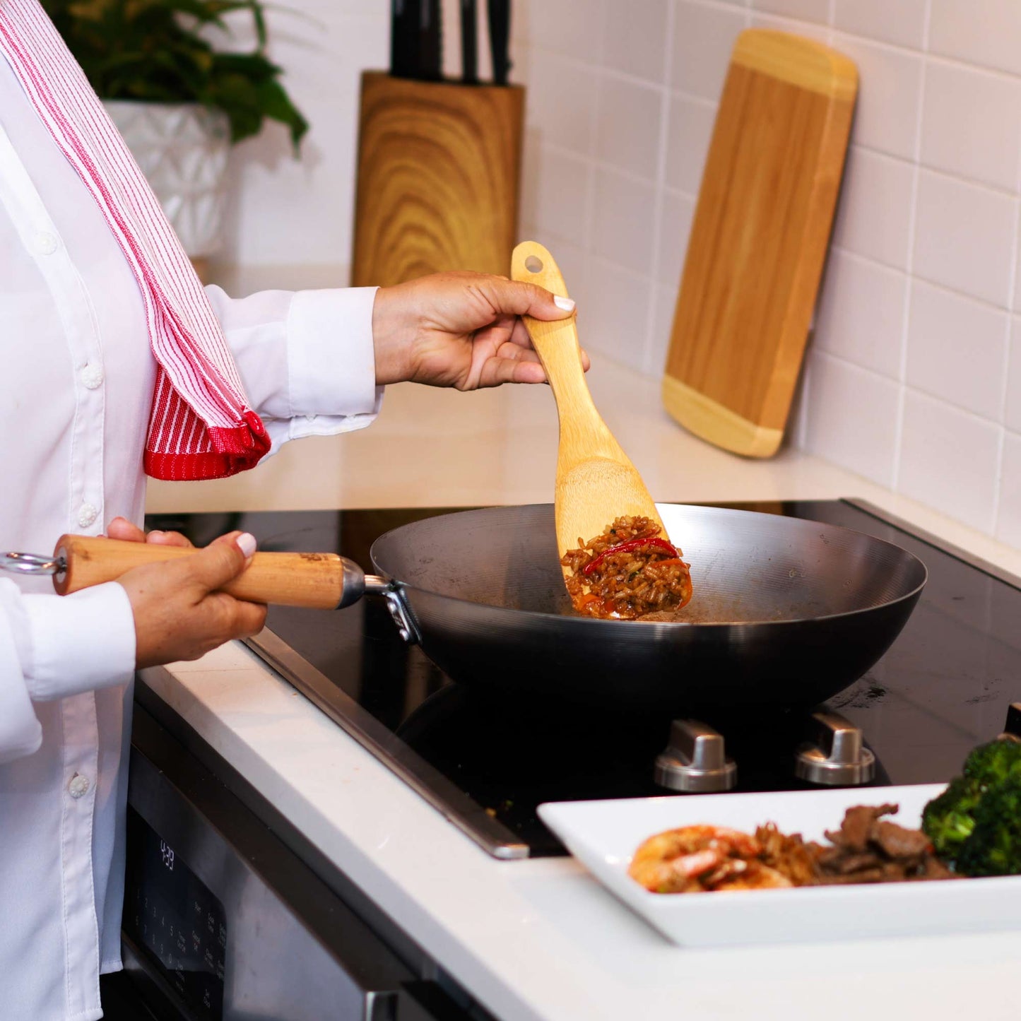 Classic Series 12-Inch Carbon Steel Stir Fry Pan with Birch Handle