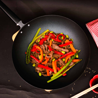 Professional Series 12-Inch Carbon Steel Ceramic Nonstick Stir Fry Pan with Phenolic Handle