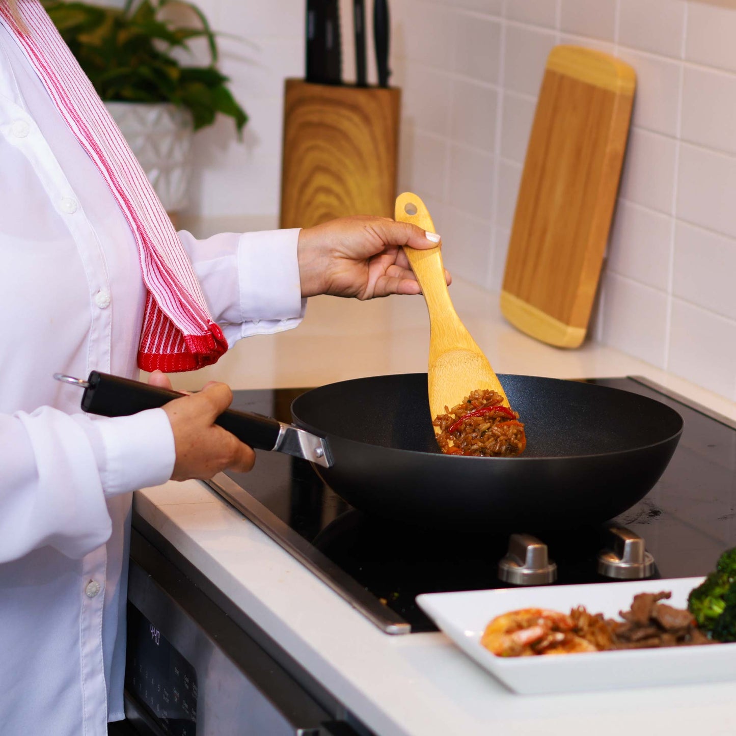 Professional Series 12-Inch Carbon Steel Ceramic Nonstick Stir Fry Pan with Phenolic Handle