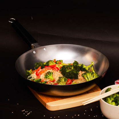 Professional Series 12-Inch Carbon Steel Stir Fry Pan with Phenolic Handle