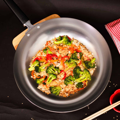 Professional Series 12-Inch Carbon Steel Stir Fry Pan with Phenolic Handle
