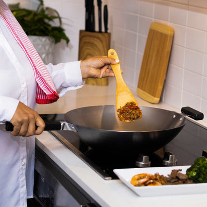 Professional Series 14-Inch Carbon Steel Flat Bottom Wok with Phenolic Handles