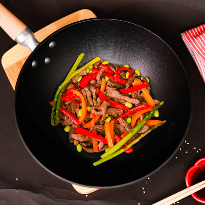 Professional Series 11.5-Inch Preseasoned Cast Iron Stir Fry Pan with Maple Handle