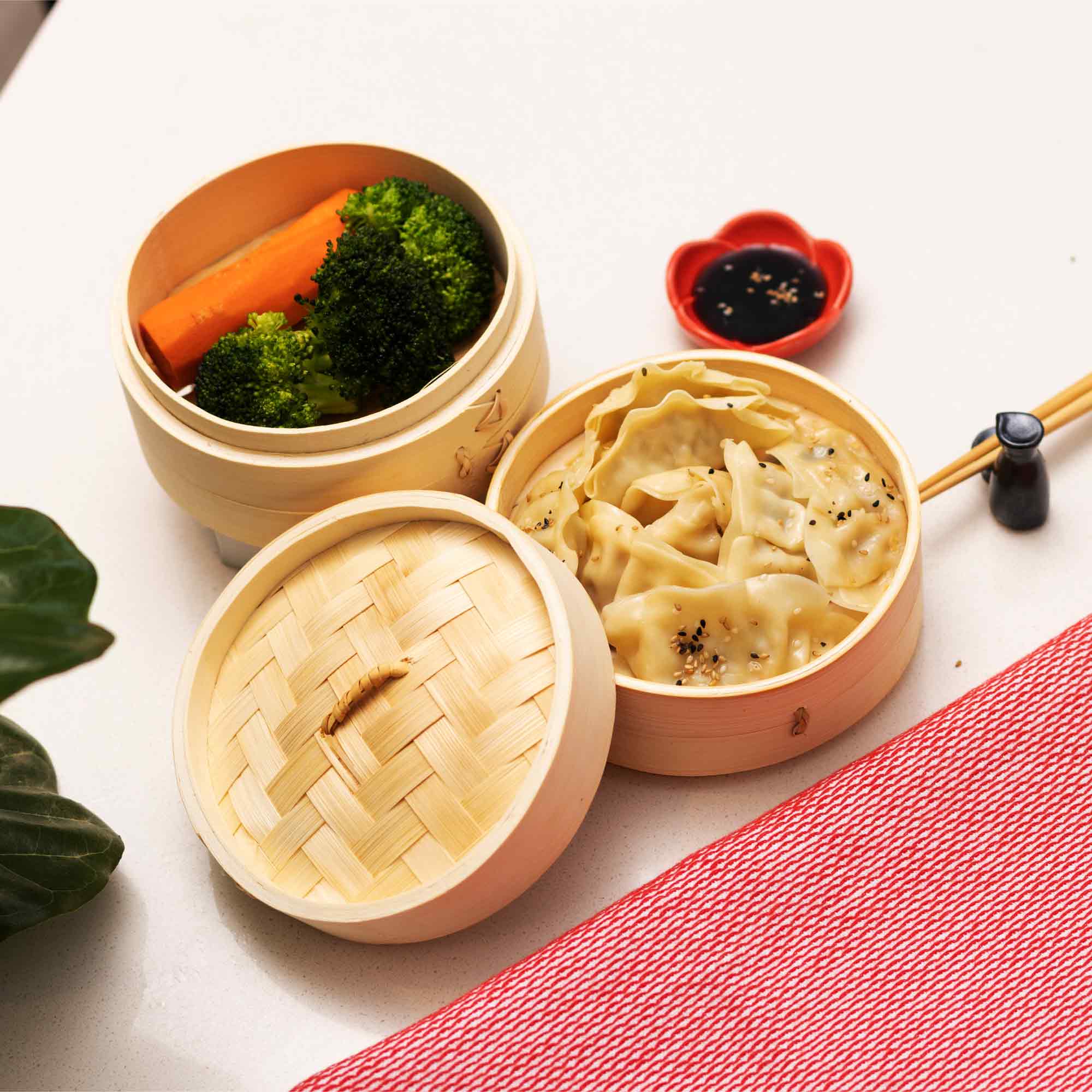 2-Tier Bamboo Steamer Baskets, 6-Inch – KitchenSupply
