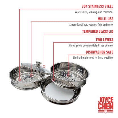 2-Tier Stainless Steel Steamer, 10-inch